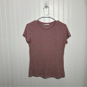 Zara Basic Tee Medium Red White Stripes Short Sleeve Casual